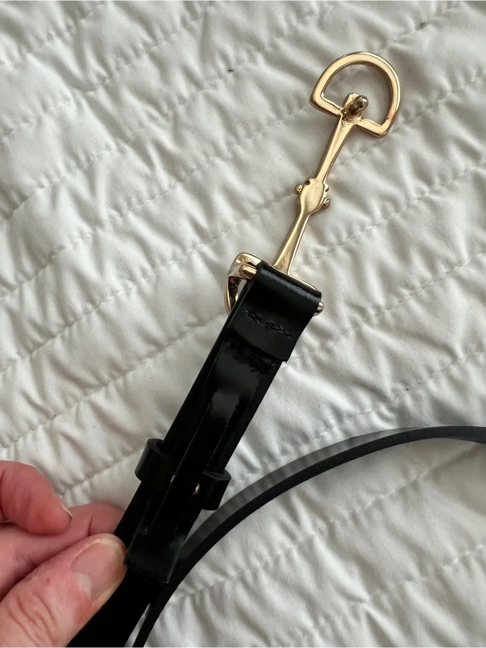 Zara Black Leather Horsebit Belt with Gold Hardware